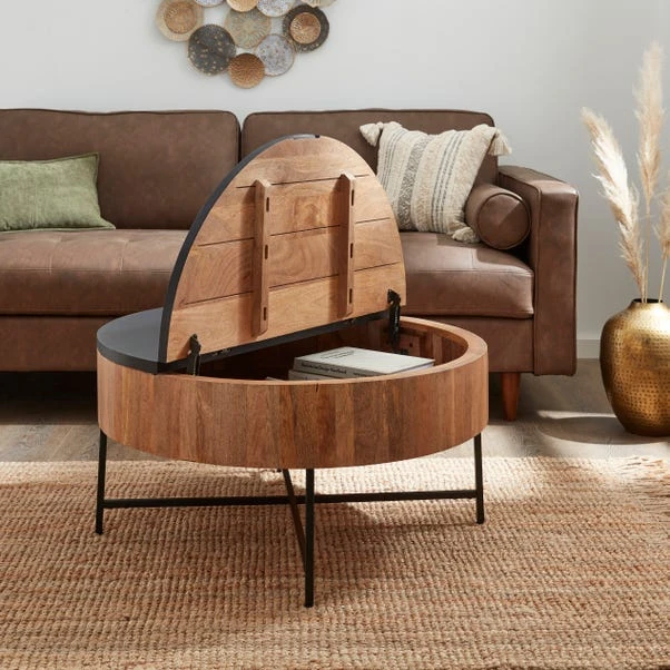 Jaya Round Storage Coffee Table, Mango Wood 4 Jaya Round Storage Coffee Table, Mango Wood - Image 2