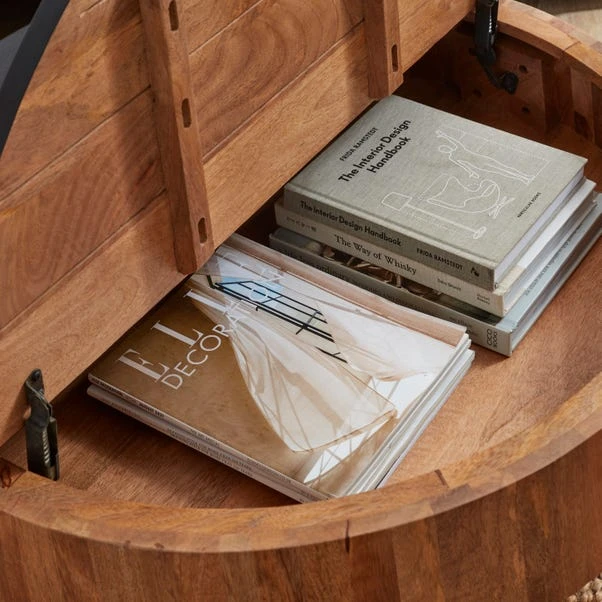 Jaya Round Storage Coffee Table, Mango Wood 5 Jaya Round Storage Coffee Table, Mango Wood - Image 3