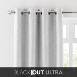 Touch Of Linen Ultra Blackout Eyelet Curtains -Home Furnishing Store 30851237
