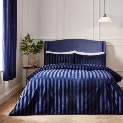 Hotel Velour Stripe Duvet Cover & Pillowcase Set 14 Hotel Velour Stripe Duvet Cover & Pillowcase Set -Home Furnishing Store 30851792