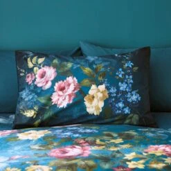 Arabella Blue Floral Luxury Velvet Duvet Cover & Pillowcase Set -Home Furnishing Store 30854981 alt01