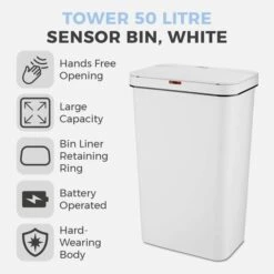 Tower 50L Rectangular Sensor Bin 33 Tower 50L Rectangular Sensor Bin -Home Furnishing Store 30857085 alt01
