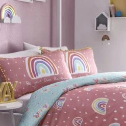 Rainbow Pom Pom Single Duvet Cover And Pillowcase Set -Home Furnishing Store 30858097 alt01