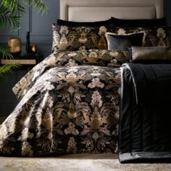 Laurence Llewelyn-Bowen Suburban Jungle Duvet Cover And Pillowcase Set Black -Home Furnishing Store 30858374