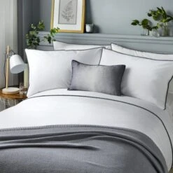 Serene Pom Pom Duvet Cover And Pillowcase Set Grey -Home Furnishing Store 30859036