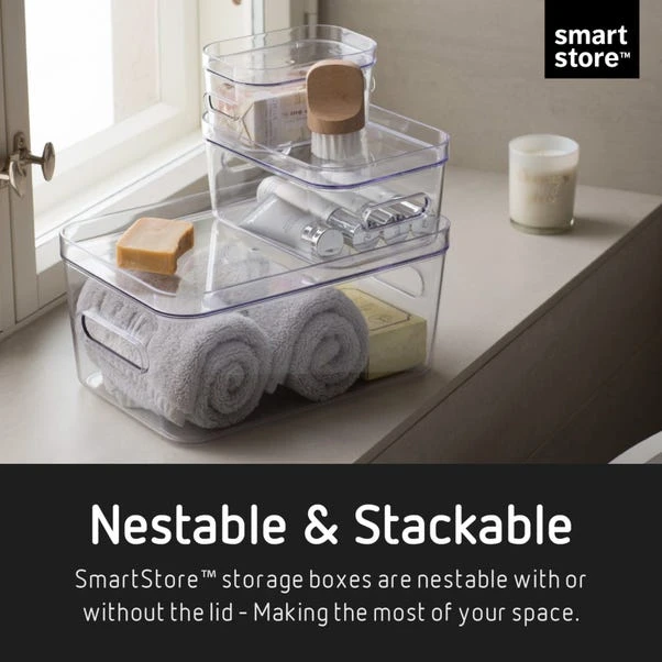 Compact Storage Tub Small With Lids 1.5L Set Of 5, Clear 6 Compact Storage Tub Small With Lids 1.5L Set Of 5, Clear - Image 4