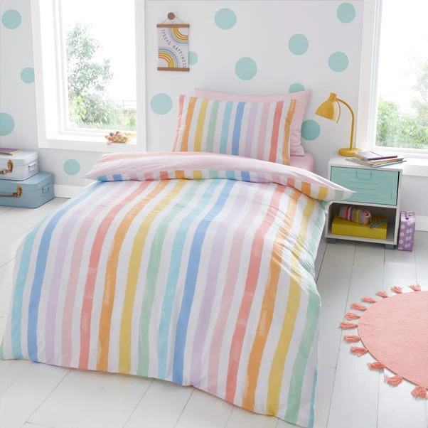 Rainbow Watercolour Stripe Duvet Cover & Pillowcase Set 3 Rainbow Watercolour Stripe Duvet Cover & Pillowcase Set
