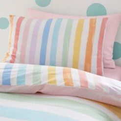 Rainbow Watercolour Stripe Duvet Cover & Pillowcase Set 15 Rainbow Watercolour Stripe Duvet Cover & Pillowcase Set -Home Furnishing Store 30861124 alt01
