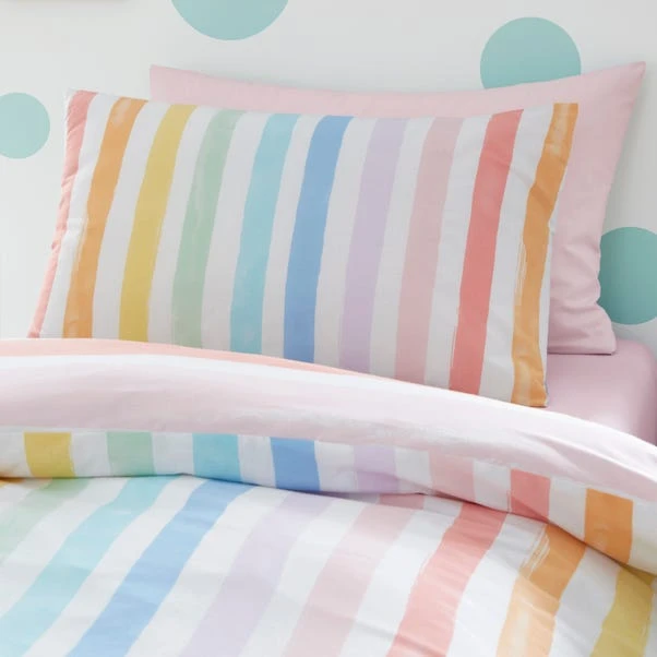 Rainbow Watercolour Stripe Duvet Cover & Pillowcase Set 6 Rainbow Watercolour Stripe Duvet Cover & Pillowcase Set - Image 4
