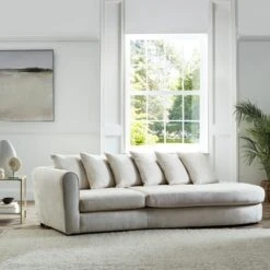 Blake Curved Arm Scatter Back Soft Texture Chenille Light Natural Corner Chaise 33 Blake Curved Arm Scatter Back Soft Texture Chenille Light Natural Corner Chaise -Home Furnishing Store 30861326 alt01