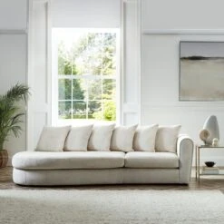 Blake Curved Arm Scatter Back Soft Texture Chenille Light Natural Corner Chaise 23 Blake Curved Arm Scatter Back Soft Texture Chenille Light Natural Corner Chaise -Home Furnishing Store 30861327 alt01