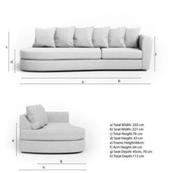 Blake Curved Arm Scatter Back Soft Texture Chenille Light Natural Corner Chaise 31 Blake Curved Arm Scatter Back Soft Texture Chenille Light Natural Corner Chaise -Home Furnishing Store 30861327 alt09