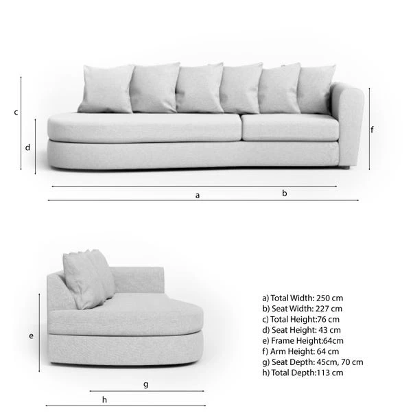 Blake Curved Arm Scatter Back Soft Texture Chenille Light Natural Corner Chaise 12 Blake Curved Arm Scatter Back Soft Texture Chenille Light Natural Corner Chaise - Image 10