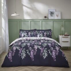 Catherine Lansfield Wisteria Reversible White Duvet Cover & Pillowcase Set -Home Furnishing Store 30867187
