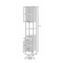 Colton Concrete Effect Tallboy Storage Unit With Mirrored Door -Home Furnishing Store 30869873 alt09