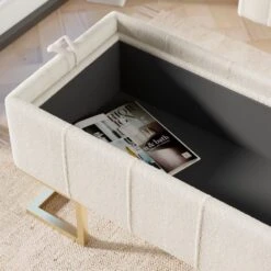 Holland Tray Table Ottoman, Ivory Sherpa -Home Furnishing Store 30870372 alt04