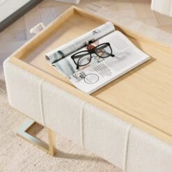 Holland Tray Table Ottoman, Ivory Sherpa -Home Furnishing Store 30870372 alt05