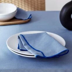 Set Of 4 Contrast Stitch Napkins