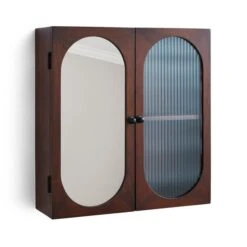 Elias Wall Cabinet, Acacia Wood, Mirror And Reeded Glass -Home Furnishing Store 30873171 alt04