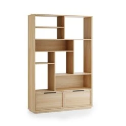 Hardy Wide Bookcase With 2 Drawers, Oak Effect -Home Furnishing Store 30874521 alt08
