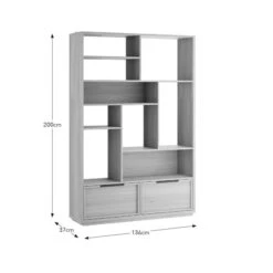 Hardy Wide Bookcase With 2 Drawers, Oak Effect -Home Furnishing Store 30874521 alt09