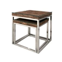 Indus Valley Railway Sleeper Nest Of 2 Tables 13 Indus Valley Railway Sleeper Nest Of 2 Tables -Home Furnishing Store 30877730 alt02