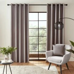 Catherine Lansfield Faux Silk Blackout Thermal Eyelet Curtains -Home Furnishing Store 30885215 alt01