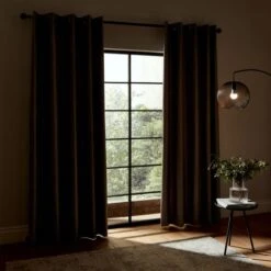 Catherine Lansfield Faux Silk Blackout Thermal Eyelet Curtains -Home Furnishing Store 30885217 alt04