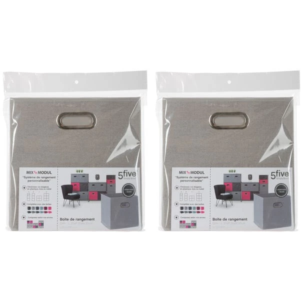 Mix And Modul Set Of 2 Linen Effect Cube Storage Boxes 9 Mix And Modul Set Of 2 Linen Effect Cube Storage Boxes - Image 7