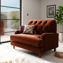 Beatrice Buttoned Velvet Snuggle Chair -Home Furnishing Store 30887232