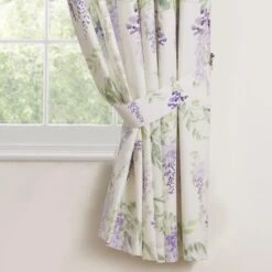 Wisteria Lilac 168 X 183cm Pencil Pleat Curtains With Tie Backs 9 Wisteria Lilac 168 X 183cm Pencil Pleat Curtains With Tie Backs -Home Furnishing Store 30888421 alt03