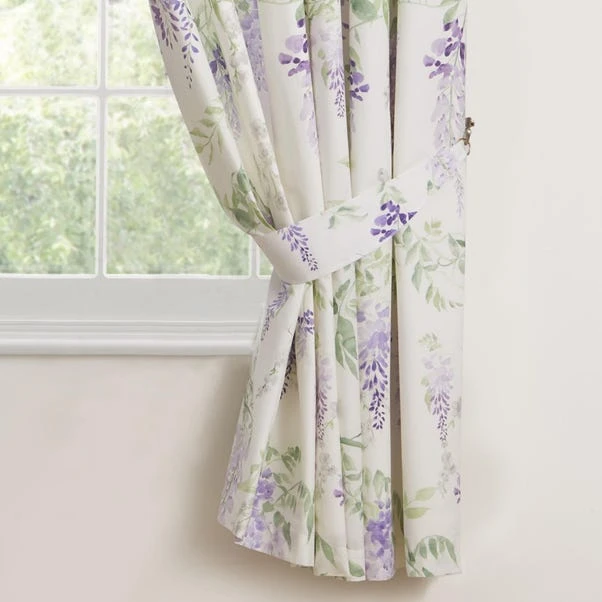 Wisteria Lilac 168 X 183cm Pencil Pleat Curtains With Tie Backs 6 Wisteria Lilac 168 X 183cm Pencil Pleat Curtains With Tie Backs - Image 4