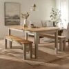 Clifford 6 Seater Large Rectangular Dining Table With 2 Benches, Pine -Home Furnishing Store 30888470