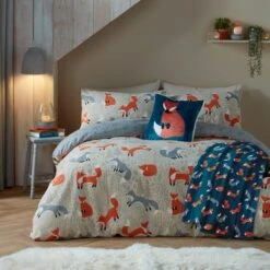 Fusion Snug Foraging Fox Natural Duvet Cover And Pillowcase Set -Home Furnishing Store 30888679 alt03