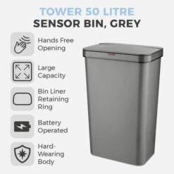 Tower 50L Rectangular Sensor Bin 23 Tower 50L Rectangular Sensor Bin -Home Furnishing Store 30889021 alt01
