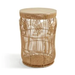 Faux Rattan Storage Basket With Lid -Home Furnishing Store 30890656 alt02