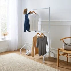 2 Tier Clothes Rail On Wheels -Home Furnishing Store 30891228