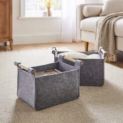 Set Of 2 Felt Fabric Storage Box -Home Furnishing Store 30891241