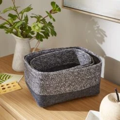Set Of 3 Monochrome Industrial Baskets -Home Furnishing Store 30891246 alt02
