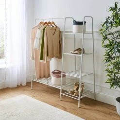 Multifunctional Metal Clothes Rail With Shelves -Home Furnishing Store 30891260
