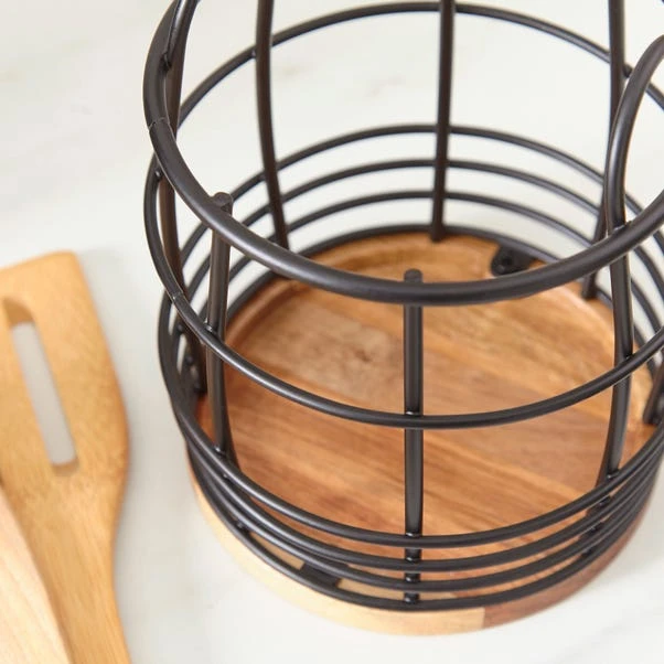 Acacia Black Utensil Pot 4 Acacia Black Utensil Pot - Image 2