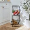 Black Wire 2 Tier Free Standing Baskets 1 Black Wire 2 Tier Free Standing Baskets -Home Furnishing Store 30891736