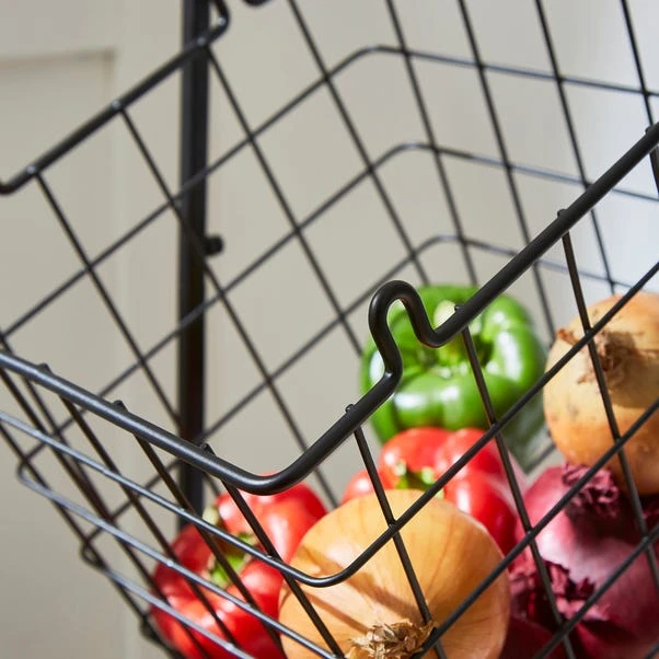 Black Wire 2 Tier Free Standing Baskets 4 Black Wire 2 Tier Free Standing Baskets - Image 2