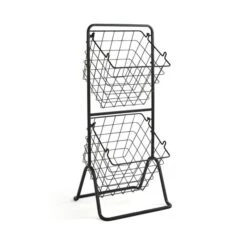 Black Wire 2 Tier Free Standing Baskets 7 Black Wire 2 Tier Free Standing Baskets -Home Furnishing Store 30891736 alt02