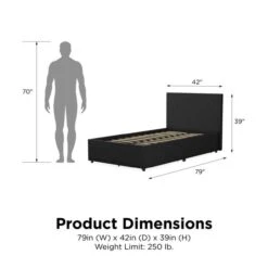 Novogratz Kelly 2 Drawer Bed, Linen -Home Furnishing Store 30892340 alt09