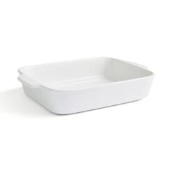 White Ribbed Medium Rectangle Roaster 7 White Ribbed Medium Rectangle Roaster -Home Furnishing Store 30892501 alt02