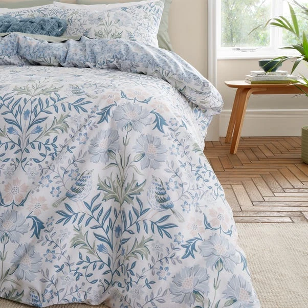 Bianca Hedgerow Hopper 200 Thread Count Cotton Blue Duvet Cover And Pillowcase Set 11 Bianca Hedgerow Hopper 200 Thread Count Cotton Blue Duvet Cover And Pillowcase Set - Image 9