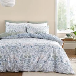 Bianca Hedgerow Hopper 200 Thread Count Cotton Blue Duvet Cover And Pillowcase Set