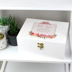 Personalised Floral Wishes White Wooden Memory Box -Home Furnishing Store 30897517 alt03