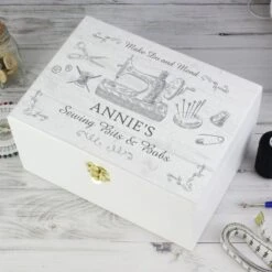 Personalised Sewing Kit White Wooden Memory Box 9 Personalised Sewing Kit White Wooden Memory Box -Home Furnishing Store 30897518 alt02